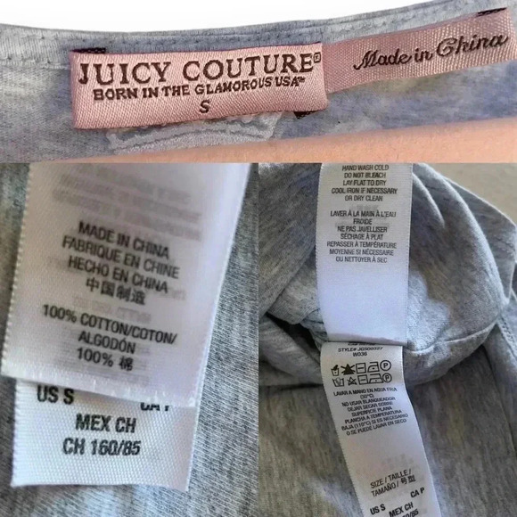 Vintage Juicy Couture Gray Short Sleeve Dress Logo Script Crown Embroidery S Y2K - Picture 2 of 11